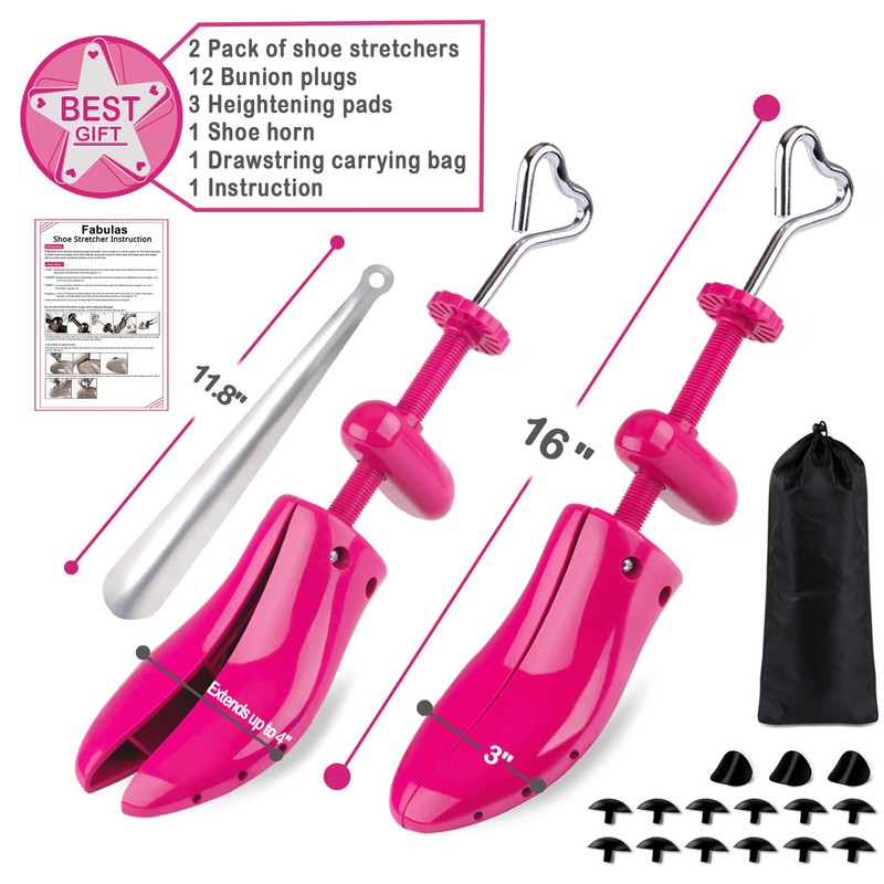 Fabulas Shoe Stretcher Women, 4-Way Adjustable Shoe Expander Widener Plastic