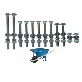 (12pcs) 304 Stainless Nuts and Bolts, Carriage Bolts, Wheelbarrow Parts, Wheelbarrow Handles Replacement Kit