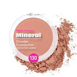 Ruby Kisses Mineral Pressed Powder Foundation, Medium to Full Coverage Natural Finish 0.35 Ounce (Buff Beige)