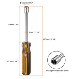 HARFINGTON 2pcs Metric Nut Driver 8mm 45# Carbon Steel Non-Magnetic 6 Point Hexagon Socket Wrench Screwdriver with Anti-Slip Handle for Auto Repair