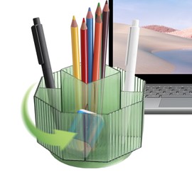 Rotating Desk Pen Organizer | Desktop Stationery Organizer | Anti Fall Crayon Marker Organization Tool for Classroom Cubicle Work Space School Study Vanity Dorm