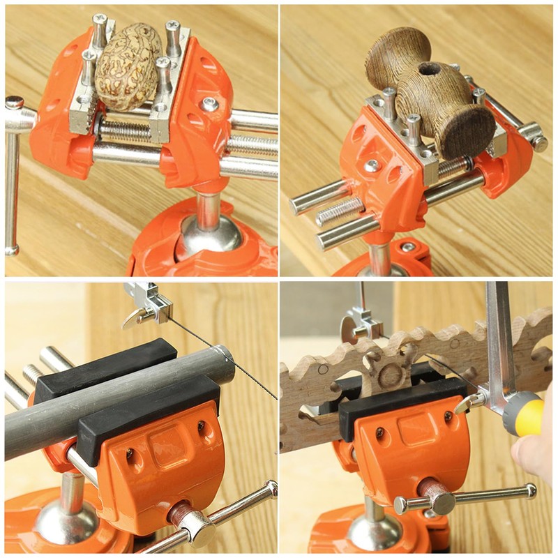 MAXMAN Clamp Bench Vise with Post Universal, Woodworking Vise, 360°