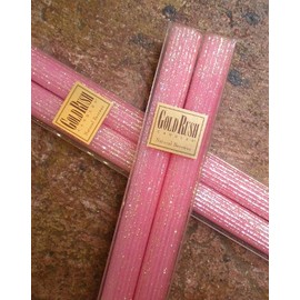 8 Inch Natural Beeswax Glitter Candles, Pink Blossom Color, Boxed Set of 2