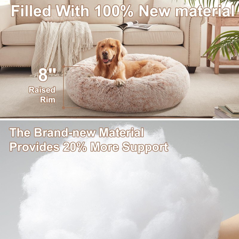 BedStill 36 inches Donut Dog Bed for Large Dogs -Calming
