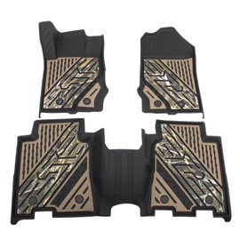 IKON MOTORSPORTS 3D TPE Floor Mats, Compatible with 2021-2025 Ford Bronco 4-Door, All Weather Waterproof Non-Slip Floor Liners, Front & 2nd Row Full Set Car Interior Accessories, Black With Camouflage