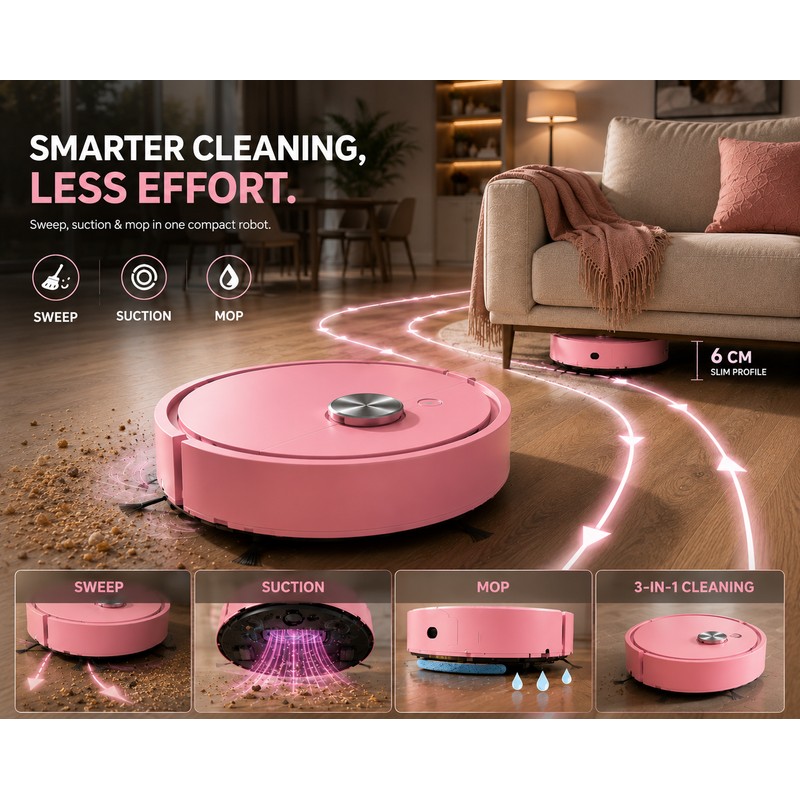 Mini Robot Vacuum and Mop for Floor Cleaning – Automatic