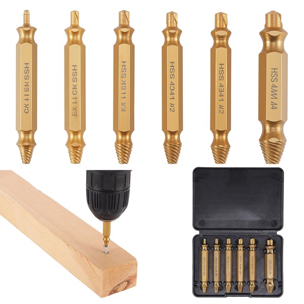 6-Pcs Damaged Screw Remover and Extractor Set, Striped Screw Extractor