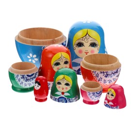 Toyvian Russian Matryoshka Dolls 5 Traditional Babushka Matryoshka Wooden Dolls Girls Figures Stacking Dolls Toy Gift for Children Birthday 11 cm High Random Colour