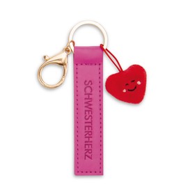 NICI Sister Heart Keyring Faux Leather Band Pink 10 cm with Heart