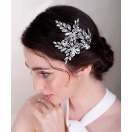 Chargances 3pcs Rhinestone Flower Wedding Hair Pins Crystal Bridal Hair Pins Handmade Bridal Hair Accessories for Women Girls Bridesmaids (Rose Gold)