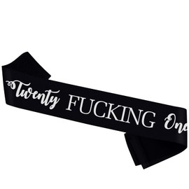 Twenty One Sash, Black Sash with White Font- Happy 21st Birthday Party Decorations - It’s My Fabulous 21st - Gifts for Man or Woman Sash