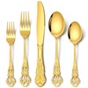 Stapava 60 Pcs Retro Royal Gold Silverware Set, Stainless Steel