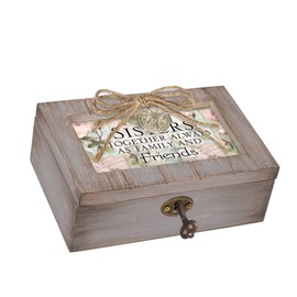 Cottage Garden Sisters Together Always Friends Grey Locket Petite Music Box Plays You Light Up My Life