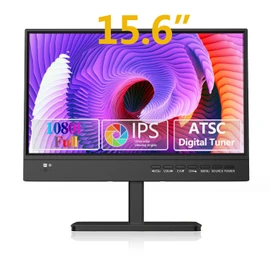 othoig 15.6 inch Small TV,Flat FHD IPS 1080P Screen TV with Antenna and Digital ATSC Tuner,HDMI/USB/VGA/Port,12 Volt Car Charger Cable/AC Power for Kitchen and Caravan(Non Smart TV)