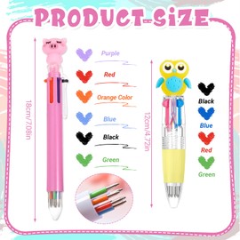Kighdel 24Pcs Multi Coloured Pens All in One Include 18 Pcs 4 in 1 Mini Kawaii Ballpoint and 6 Pcs 6 in 1 Colored Cute Retractable Pens Party Bag Pen for Office School Supplies