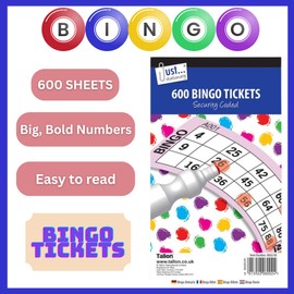 Great British Home Bingo Tickets Bundle - 3 Packs of Bingo Books with 600 Tickets Each for a Total of 1800 Bingo Tickets for Bingo Game Nights bundled