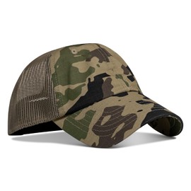 Combat Iron Ripstop Low Profile Military Operator Adjustable Snapback Hat | Rear Mesh Backing | Pre-Curved Visor Baseball Cap | Mountaineer Camo