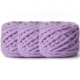 3 Pack Plush Chenille Chunky Yarn 100g (49.2yd) - Fluffy Velvet Yarn Crochet for Blanket Knitting and Crocheting - Baby Yarns for Crocheting Soft - Amigurumi Yarns (Purple)