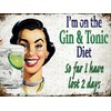 GIN & TONIC DIET VINTAGE STYLE METAL ADVERTISING WALL SIGN