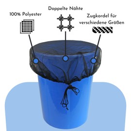 Vendix 1 x cover for rain butt, round, diameter 90 cm, rain barrel net with drawstring, protection against leaves, mosquitoes and mosquito larvae