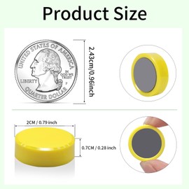 QOJOPU Fridge Magnets, 20PCS Yellow Small Strong Refrigerator Magnets, Cute Round Heavy Duty Magnets, Decorative Mini Magnet for Whiteboard, Fridge, Locker, Map, Classroom, School, Office, Kitchen