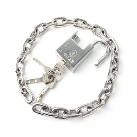 Security Chain and Lock Kit, Chain Locks, Chain Length with 2 Inch Length40mm Cut Proof Lockfor Bikes, Lockers, File Cabinets, Wardrobes, Small Fences, Refrigerator Door,Scoote