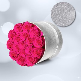 17 Hot Pink Flowers in Glitter Box, Birthday Gifts for Women, Preserved Flowers, Mothers Day Roses Gift for Mom