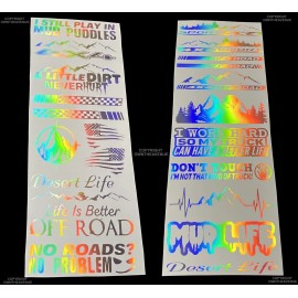 OwnTheAvenue 23Pcs Off Road Mountains 4x4 Lifted Truck Holographic Oil Slick Decal Stickers