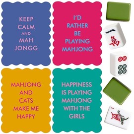 Maitys 4 Pcs Color Mahjong Shuffler Cards with Funny Sayings for Mixing Shuffling Tiles Thick PVC Shufflers with Wavy Scalloped Edges Mahjong Accessories Gifts for Lovers Playing(Multicolor,Funny)