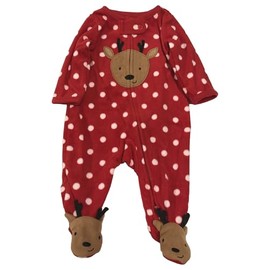 Carters Infant Girls Red Polka Dot Reindeer Sleeper Holiday Pajamas 9m