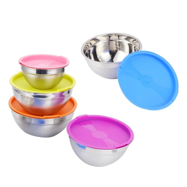 Unbranded 5pcs Stainless Steel Mixing Bowls Set with Lids Food