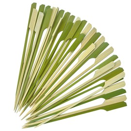 Green Bamboo Skewers for Appetizers, sandwich toothpicks, sandwich picks, cocktail picks, food picks, Barbeque Snacks, bamboo picks,Optional sizes 200 Pcs (green bamboo, 7inch)