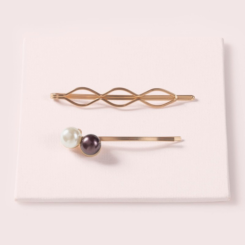 The Hair Edit Gold & Pearl Spherical Bobby Pins