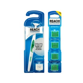 REACH Ultraclean Access Snap-On Flosser & Flosser Refill Head 28 ea, Pack for Proper Oral Care, Mint Flavor 1 ea