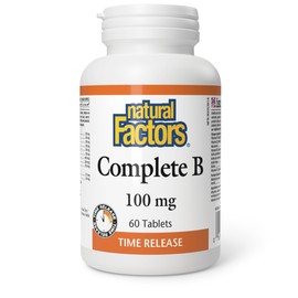 Natural Factors Natural Factors Complete B Time Release 100 mg - B Vitamin Complex, 60 Tablets, Proudly Canadian
