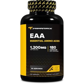 Primaforce Cápsulas EAA de 1200 mg, 180 cápsulas, 90 porciones, aminoácidos esenciales, sin Ogm, sin gluten y vegetariano                             