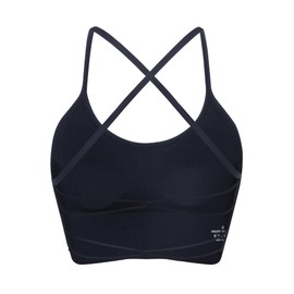 SSKHE Sports Bra Women's Padded Crossback Fitness Bra Removable Chest Pad Yoga Tops Knitted Seamless Sportswear, black
