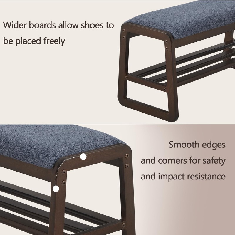 Achicsofar Shoe Rack Bench,2 Tier Wooden Entryway Bench with Shoe