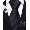 Barry.Wang Plaid Ties Check Mens Necktie Set with Handkerchief Cufflinks