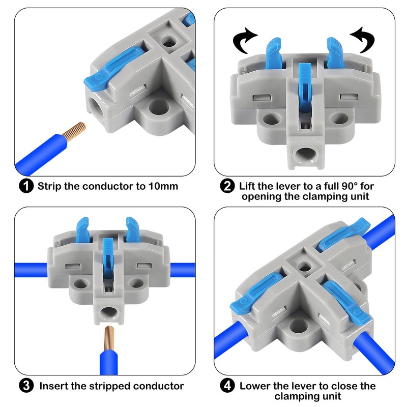 10Pcs T-Shape Lever Nut Connector, Compact Wire Conductor Connector,Quick Splitter