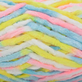 100g Velvet Chenille Yarn for Crocheting,Rainbow Fluffy Velvet Plush Yarn Thick Soft Chunky Chenille Yarn Baby Blanket Yarn for Crocheting Knitting Beginners（Candy）