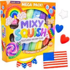 Mixy Squish Made by Me Deluxe Pack by Horizon Group USA, ncludes 12 oz. of Pre-Made Air Dry Clay, Sensory Play, 12 Colors, 5 Different Crunchy, Bumpy, Soft Textures, Dries Squishy & Smooth