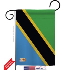 Americana Home & Garden GS140230-BO-03 Tanzania Flags of The World Nationality Impressions Decorative Vertical 13" x 18.5" Double Sided Flag Set Metal Fansy Wall Bracket Hardware