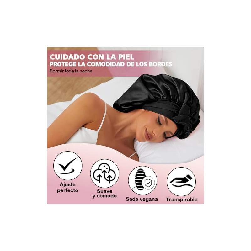 Meajax 2 Piezas Gorro de Pelo Rizado de Satén,Gorro de