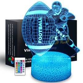 SHWKMOPPE Football Night Light,Football Gifts for Boy, 3D Football Lamp,Kids Bedside Lamp,16 Color Change Decor Lamp with Remote & Smart Touch, Gifts for Christmas Birthday Boys Men Girls…