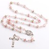 HELLOWIN 8mm Pink Murano Rose Beads Catholic Virgin Mary Rosary