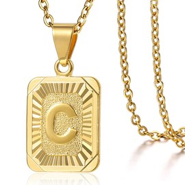 Trendsmax Mens Womens Yellow Gold Plated Initial Capital Letter C Pendant Charm Rolo Chain Necklace 18inch