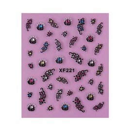 Generic Love Rose Flowers Daisy Rhinestone Nail Decals Stickers Xf221 Nail Wraps Art Stickers Manicure Supplies for Women for Home Nails Full Long Lasting Easy Apply and Remove