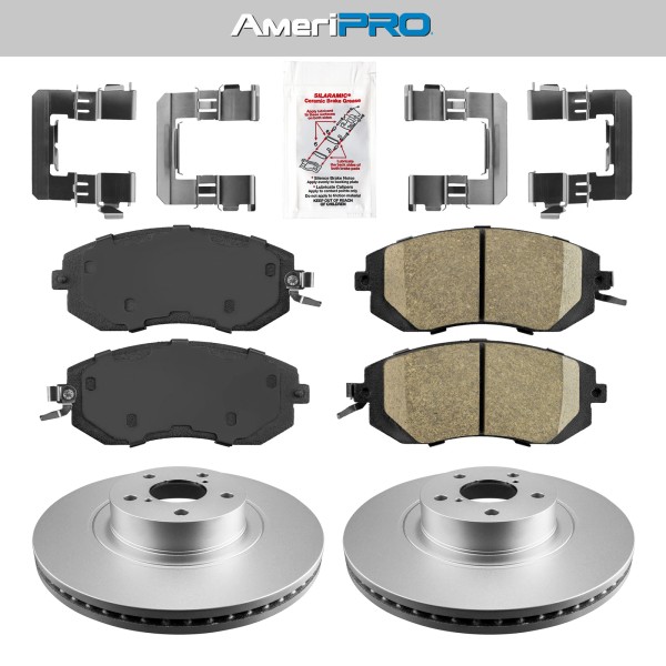 AmeriBRAKES Front Ceramic Pads & Coated Rotors Fits 11-20 BRZ