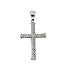 GLD Gold-Plated Cross Pendant for Men and Women - Minimalist Plain - Designed in Miami - Built to Last - Rope Cross Pendant - White Gold